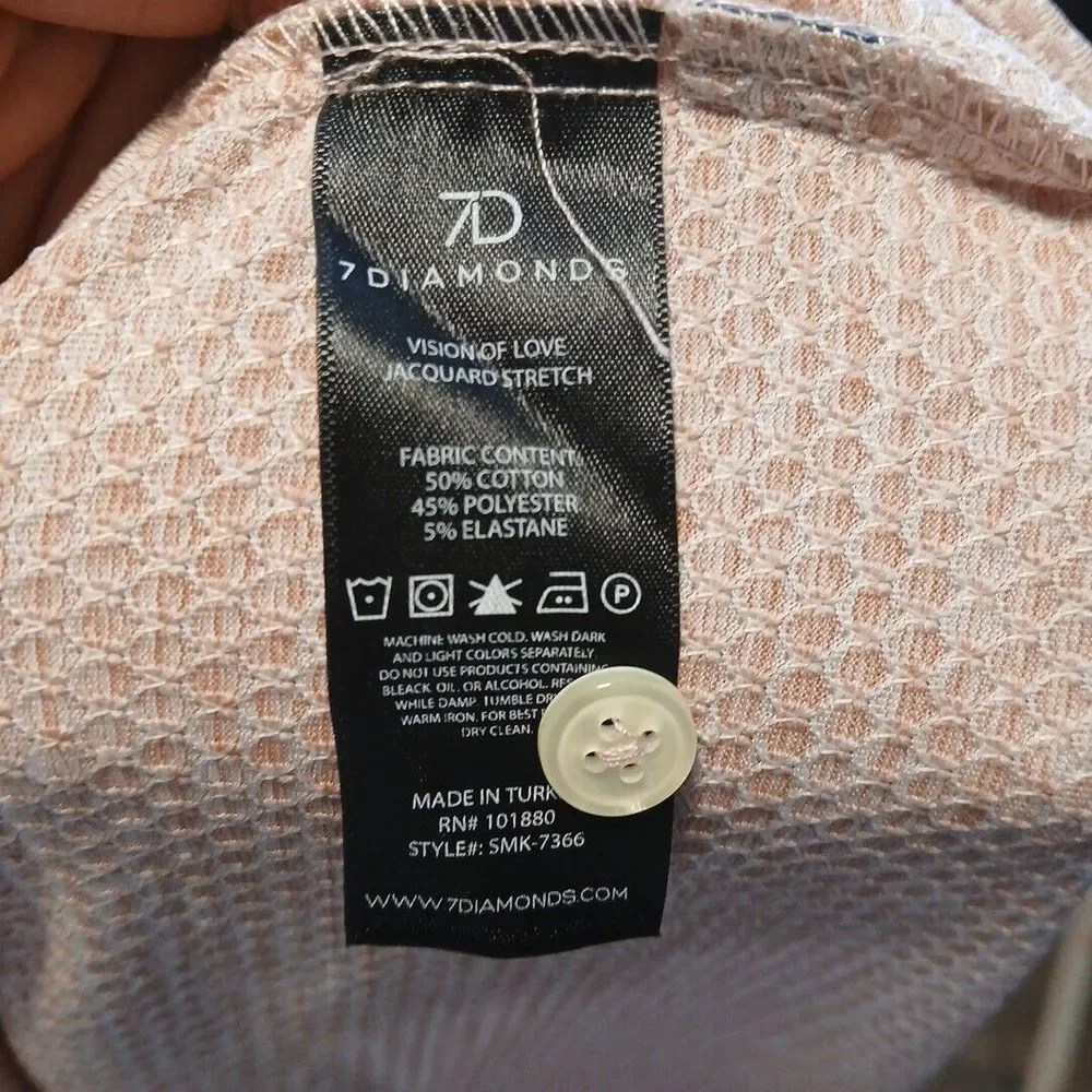 7 Diamonds 4-Way Stretch Shirt Mens Large Pink Jacquard Stretch Hybrid Textured_6